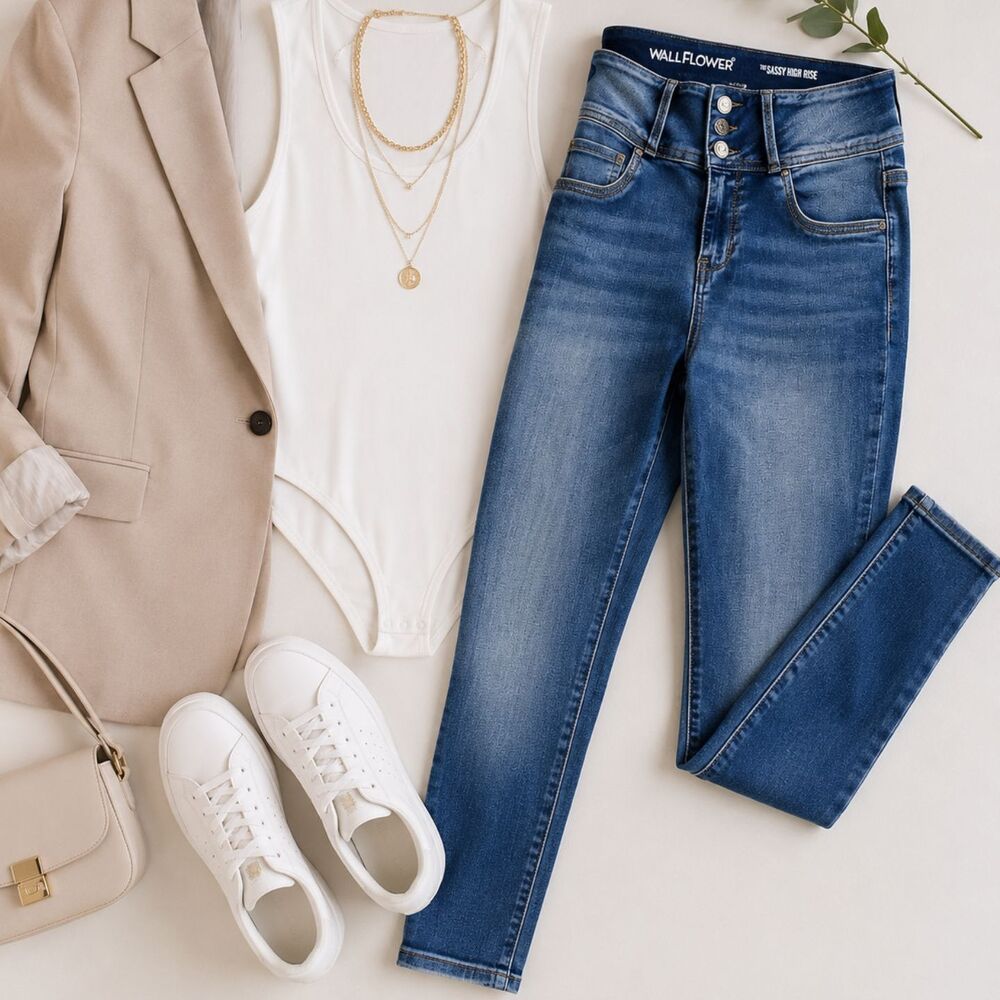 WallFlower Sassy High Rise Skinny Jeans 13 Reg Blue Stretch Denim